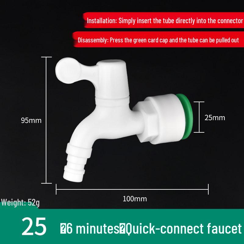 PPR Water Pipe Quick Connector, 4 & 6 Points, No-Melt, Direct Plug-In, 20/25 PE for Cold/Hot Water