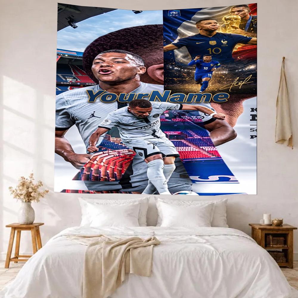 Mbappe Custom Your Name Wall Decor Tapestry Art For Pet Memorial Birthdaywedding Party Backdrop Family Gift