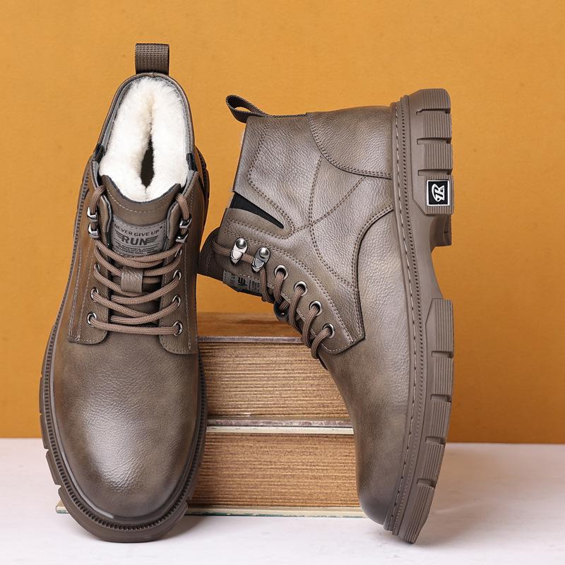 

2025 осень и зима новые мужские ботинки Martin ручной работы онлайн ретро инструменты мужские шерстяные теплые высокие хлопковые туфли 9783 44