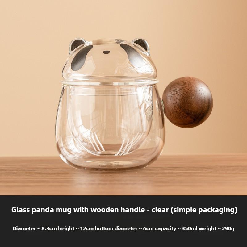 

Glass Panda Cup Tea Separation Tea Cup with Filter Water Office Drinking Utensils Desktop Decoration Creative and Cute 350ml