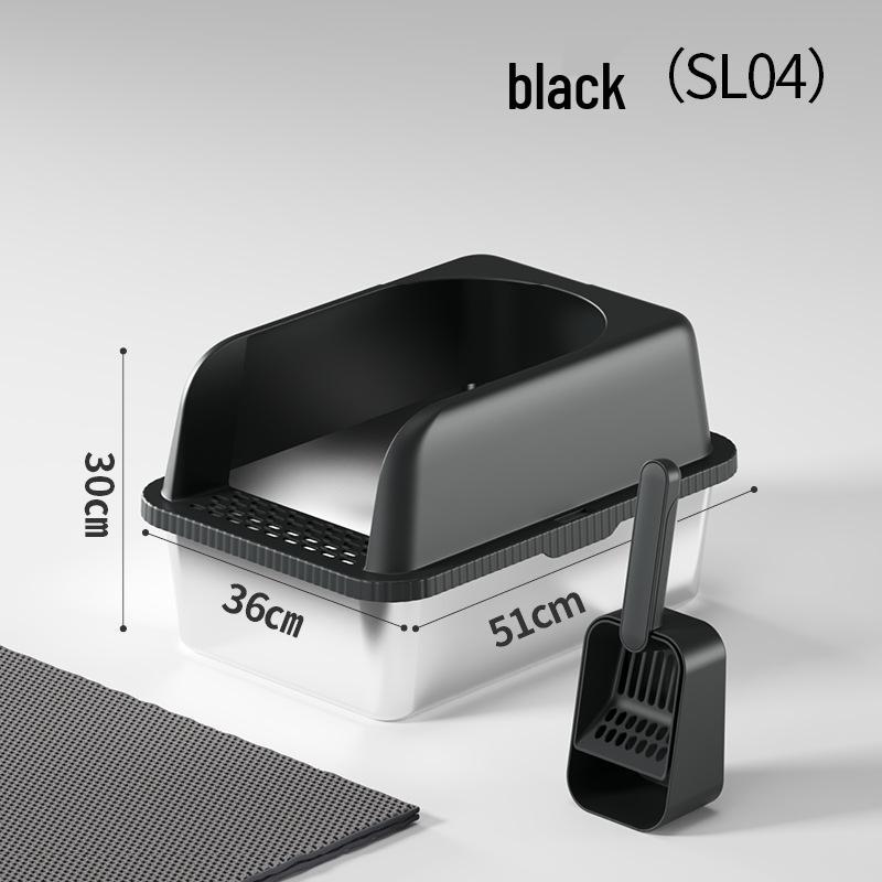 

Extra-Large Stainless Steel Cat Litter Box: Easy to Clean, Leak-Proof, Widened Design 20L Stainless Steel Cat Litter Box + Mat чёрный