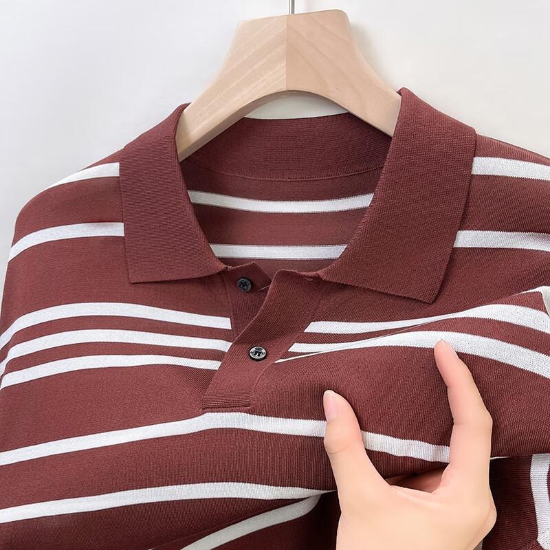 YILITENG Gestreiftes Herren-Kurzarm-Polohemd
