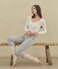 Debiweeo Women'S Yoga Wear Devi-T0126-White Pilates Julie Shirred Long Sleeve