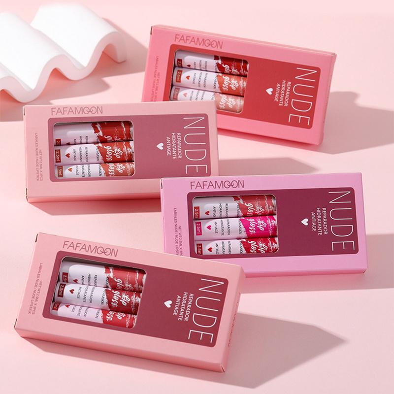 3Pcs/set Multi-color Matte Lip Gloss Non-stick Cup Long Lasting Lipstick Liquid Non-fading Lip Glaze Lip Gloss