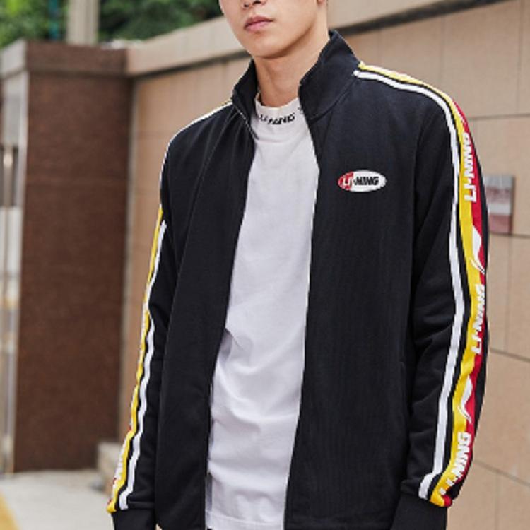 Li Ning Stand Collar Full Zip Casual Sports Jacket Unisex Jacket Standard-Black AWDQ368-12
