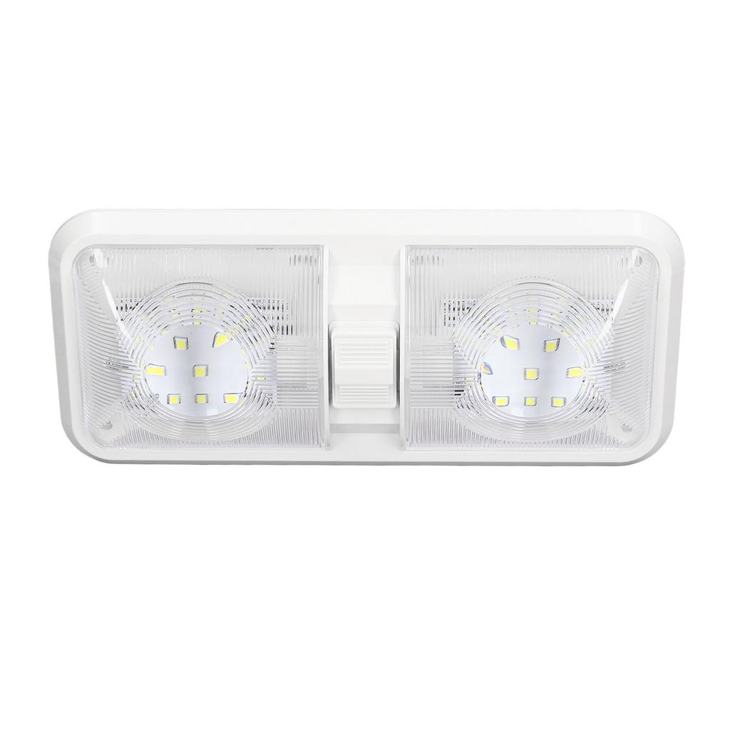 RV Interior Light 2 Dome LED Ceiling Light 600lm with 3 Way Switch DC 12V for Boat Yacht Warm White Light 6500K