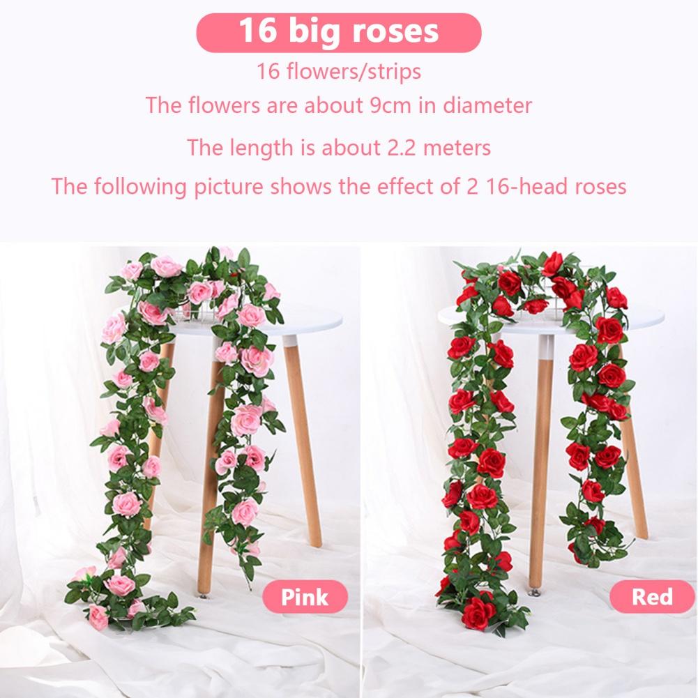 1PC Artificial Flowers Vine 45pcs / 69pcs Rose Fake Flower DIY Wedding Decoration Home Room Decor Wall Hanging Garland Plant