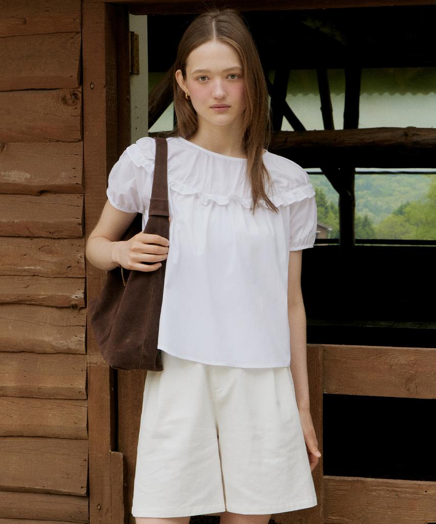 ITOV SEOUL York Shirred Blouse White