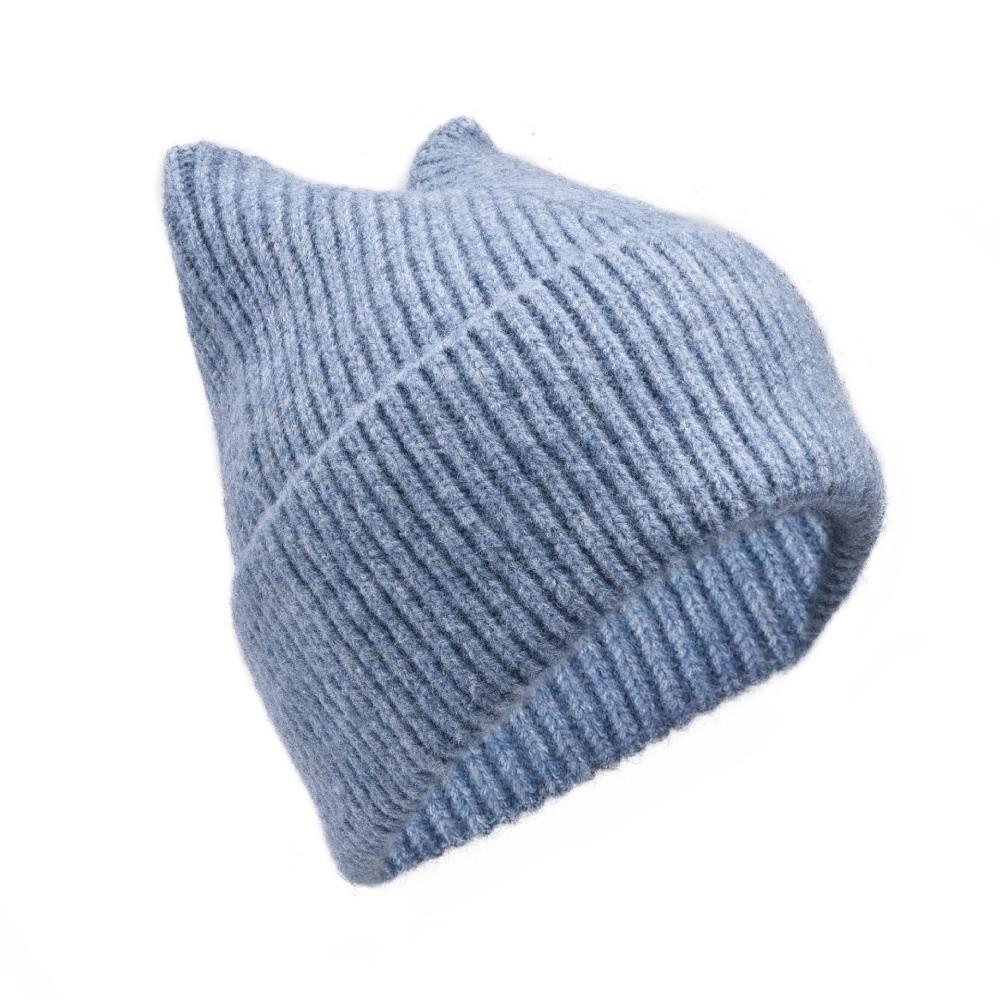 Warm Cat Ear Knitted Hat Solid Color Beanies Hat Ear-Protecting Wool Hat  Ear Protection Hat