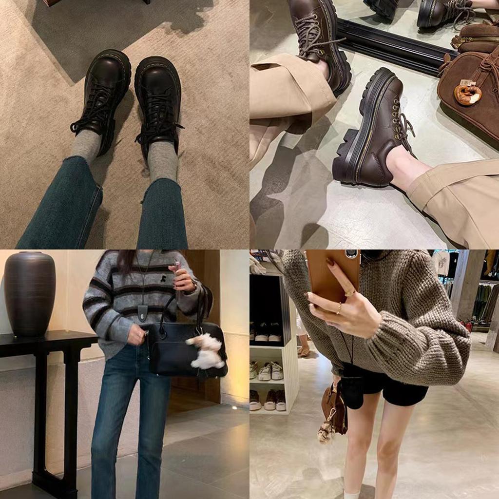 Rindslederversion von Grape Mother mit dem gleichen klassischen britischen Schnür-Rundkopf-Allround-Loafer für Damen mit Plateau-Derby-Kleinlederschuhen