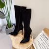 Streetstyle Spitzschuh Damen Kniehohe Stiefel Sexy Dünne Hohe Absätze Schuhe Herbst Winter Nachtclub Ballpumps