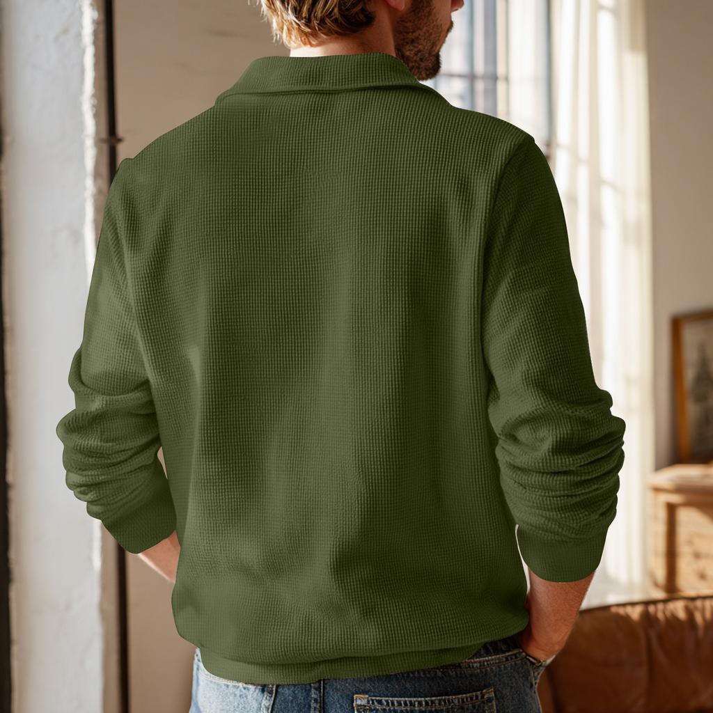 Pánský krátký pulovr na zip s rolákem a dlouhým rukávem