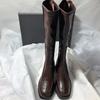 Autumn Winter New High-heeled Women's Boots, Square Toe Elastic Boots, Thick Heel Knee High Boots