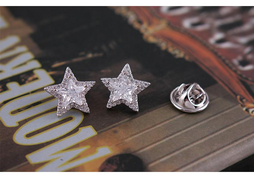Elegant Star Crystal Lapel Pin for Men and Women - Micro-Paved Zircon Collar Accessory