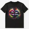 Colorful Paint Splash Pair Of Lips Art Graphic Unisex T-Shirt