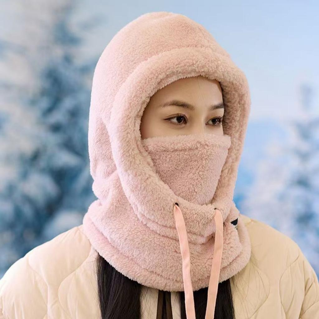 Winter Plush Cold Mask Hat - Elastic Drawstring Closure, Lightweight and Warm  Warm and Windproof Ear Protection Hat with Added Fleece