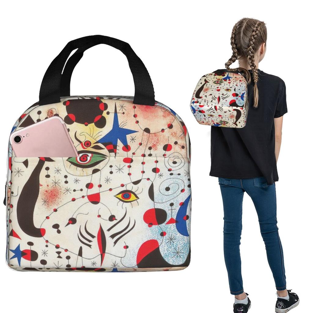 Joan Miro Insulated Lunch Bag for Women Kids Portable Food Boxes Thermal Lunch Box Tote