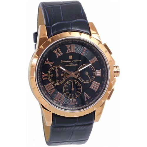 

Мужские радиоуправляемые солнечные часы-хронограф Salvatore Marra, лимитированная серия, итальянский бренд, розовое золото и синий
