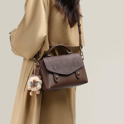 Handbag Bag Women's New Autumn and Winter Leather Women's Bag Messenger Bag Light Luxury Cambridge Bag Shoulder Bag Luggage