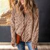 Women's Casual Zipper Knitted Stand Collar Sweater Long Sleeve Warm Coat