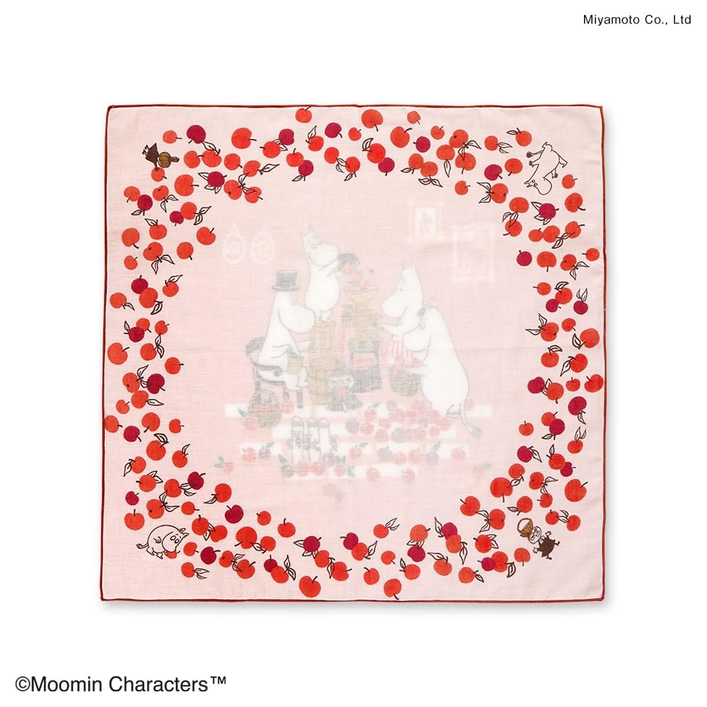 JIKAN STYLE Moomin Lunch Ribbon Sunny 48 x 48 05928 Cloth/Bento Wrap, 100% Cotton, Apple, Orange, Forest, Dot, Rain, Stripe, Day, Approx. cm, (Apple)