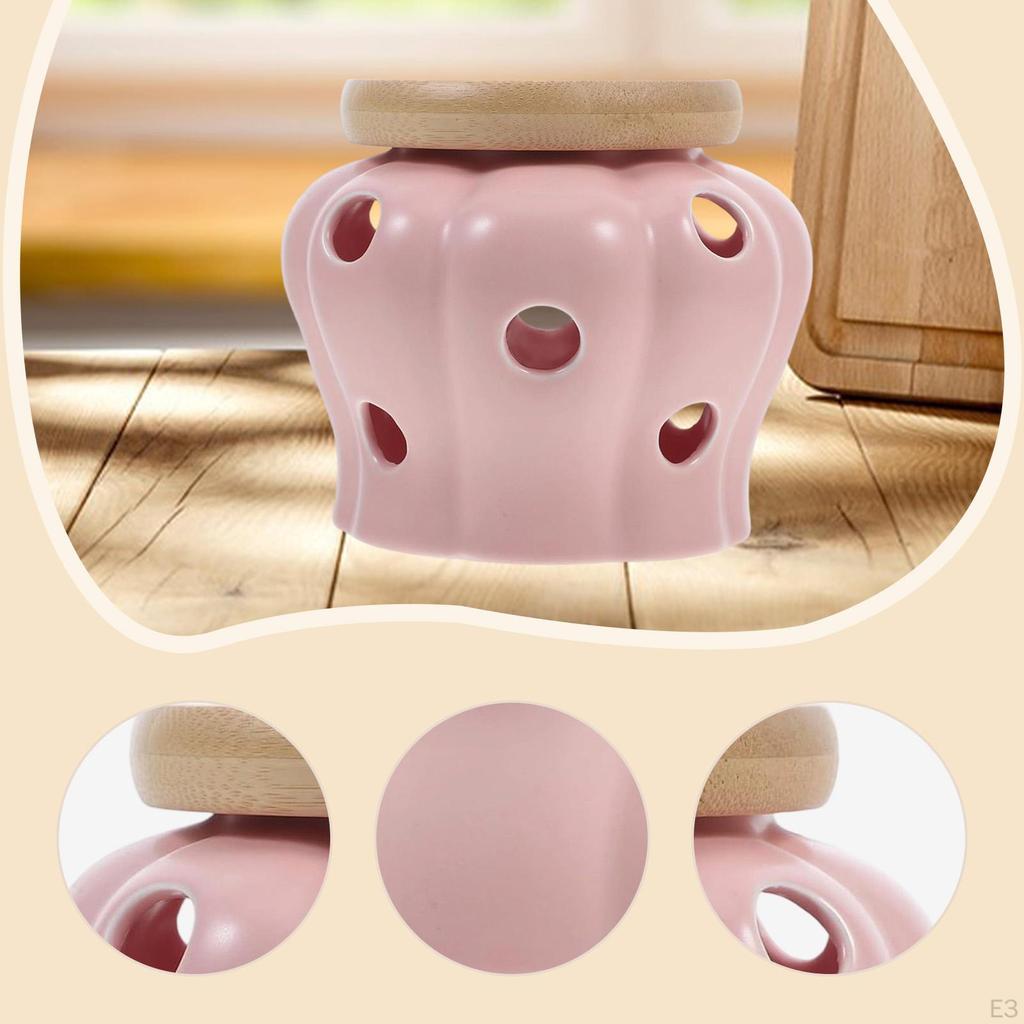 Pojemnik na czosnek Ceramiczny słoik Piwniczka Garnek do kuchni Okrągły Wentylowany Dekoracyjny Nowoczesny Imbir Suszone Chili