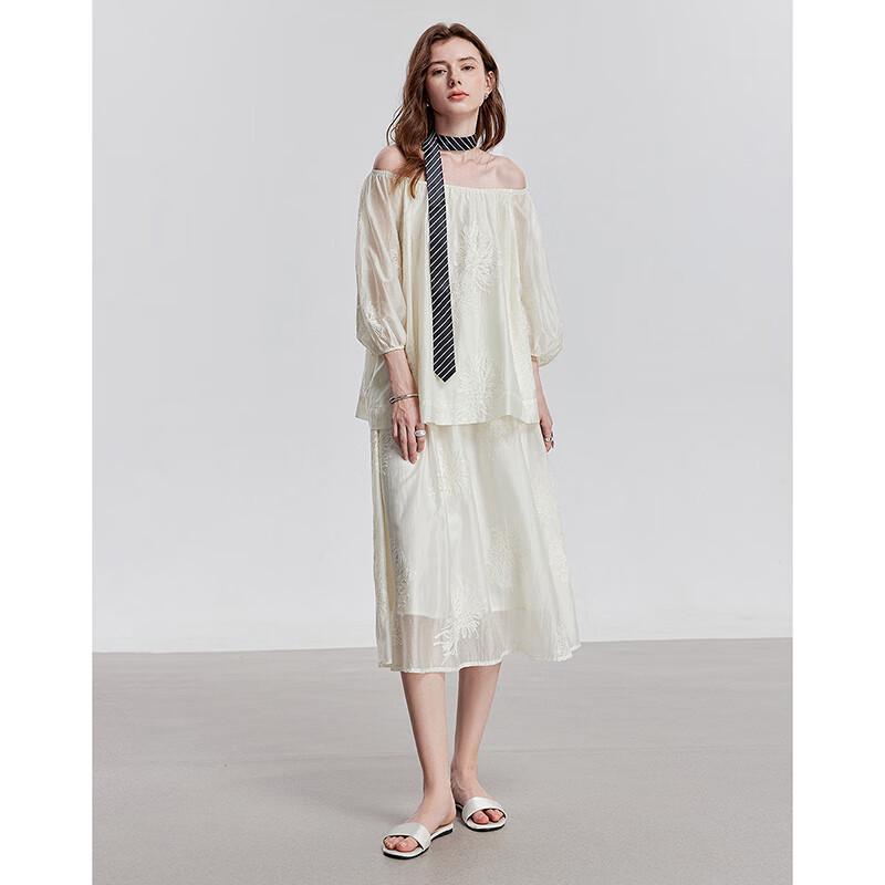 Chuyu 2025 Summer Embroidered Lyocell A-Line Maxi Skirt