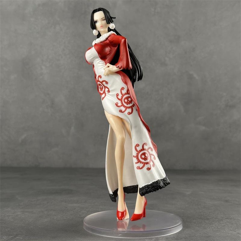 Anime One Piece Glitter Glamours Cheongsam Boa Hancock Girl PVC Action Figure Standing Posture Doll Ornament Model Toys