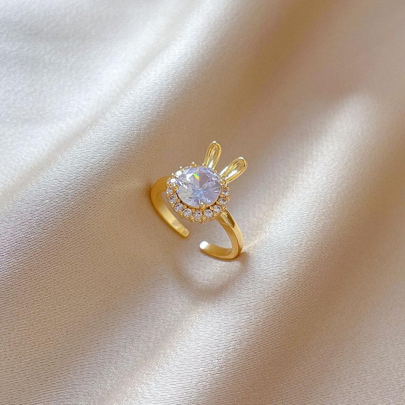 Zircon Bunny Rings for Women 2023 New Adjustable Ring Fashion Party Jewelry