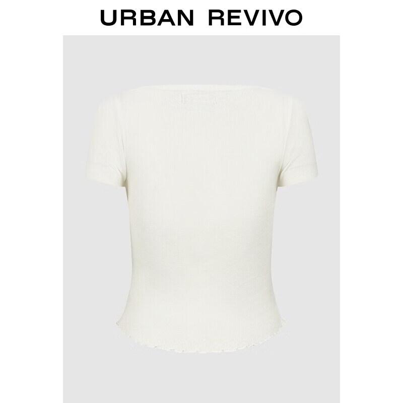 UR2026 Women s Short Sleeve Faux Two-piece Draped Knit Top XS