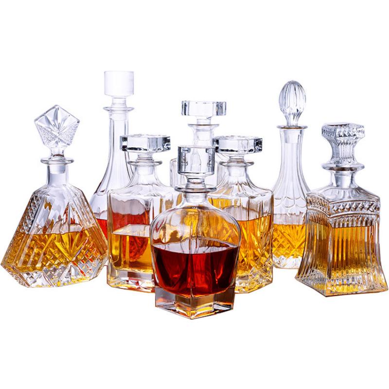 500-800Ml Elegant Whisky Wine Bottle Liquor Divider Thick Lead-Free Glass Wine Decanter Art Wine Set Distilled Beverage Pot