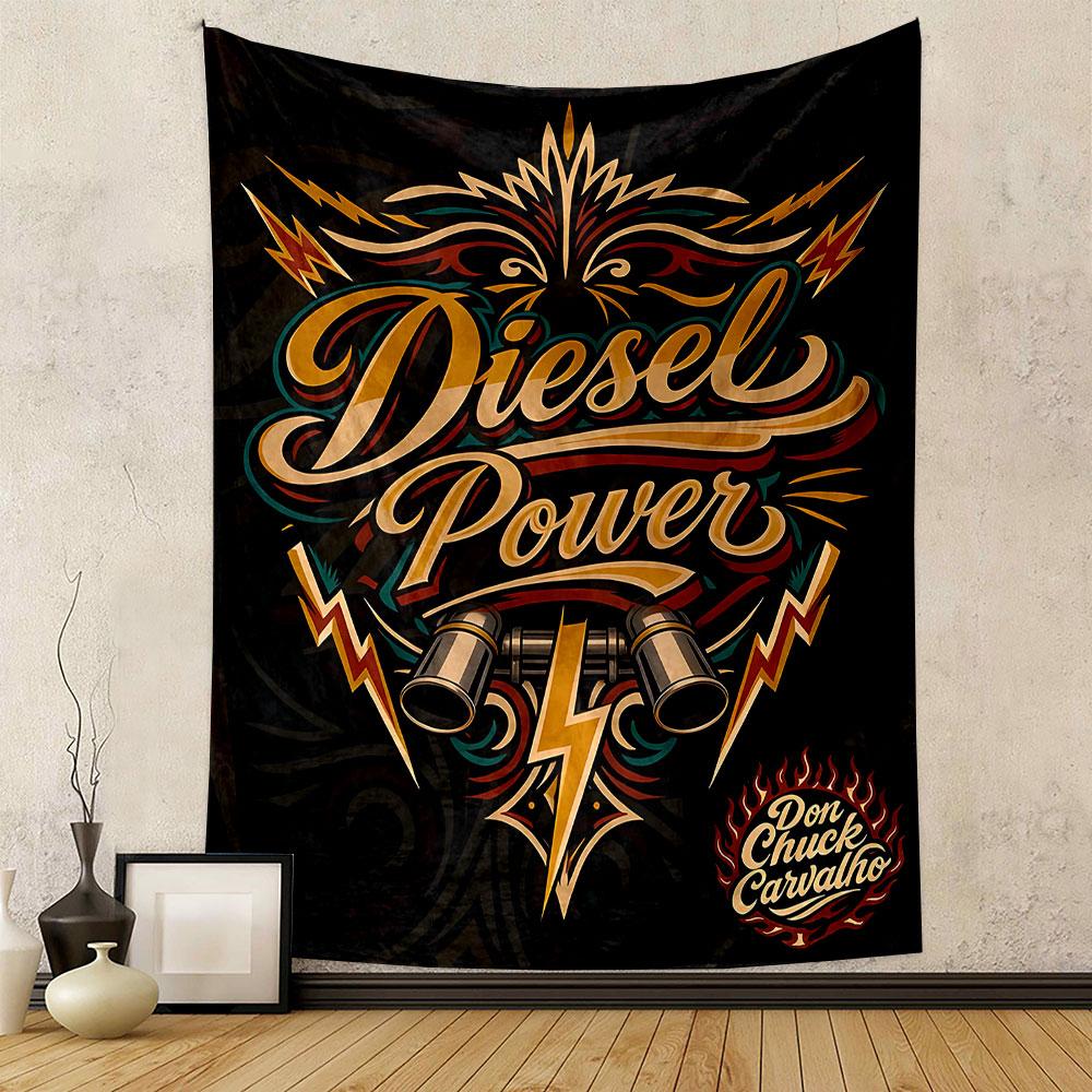 Diesel Power Vintage Graphic Tapestry Patterned Tapestry Home Decor, Suitable for Bedroom and Living Room, Gift