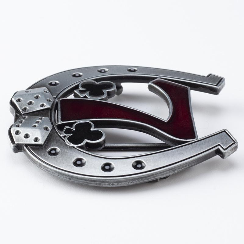 Cataramă pentru cureaua ecvestră Seria calului Cataramă netedă metalică simplă Numărul 7 Model de prune Logo-ul zarurilor de origine