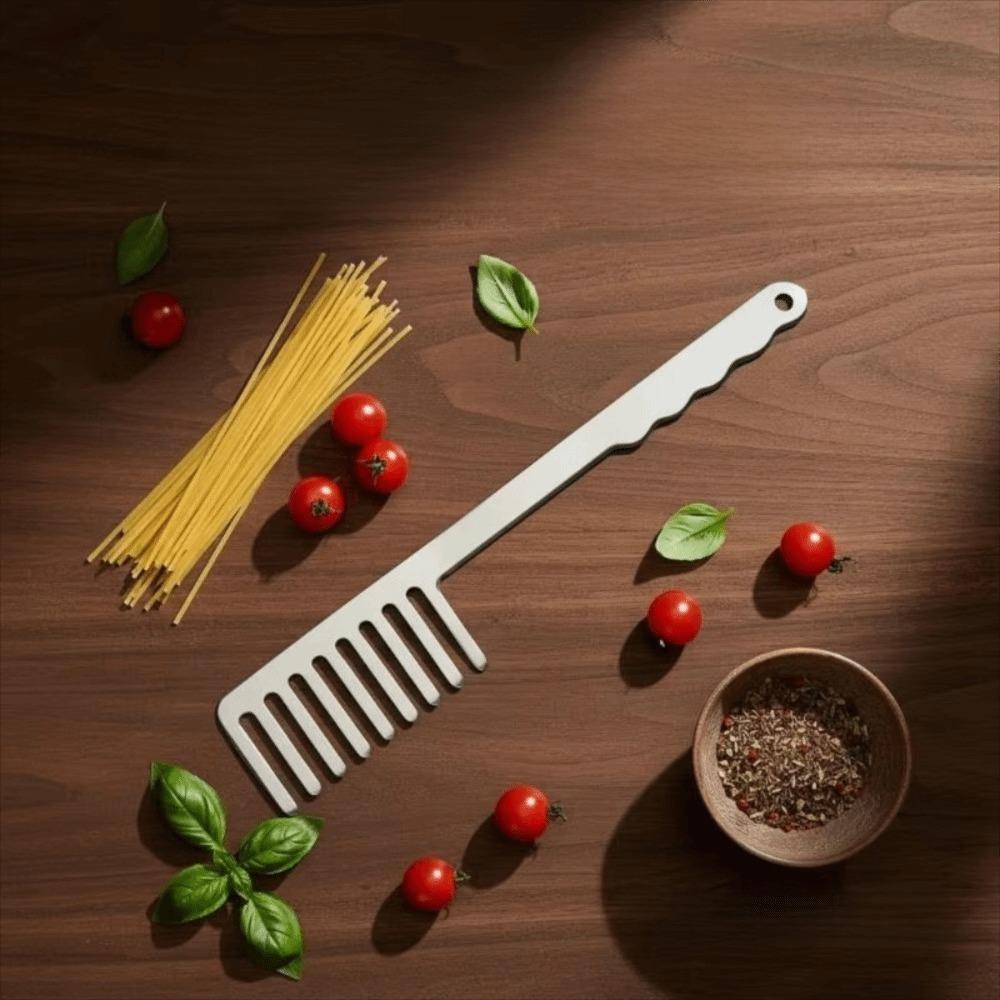 Stainless Steel Spaghetti Serving Fork Long Handle Noodle Stirring Fork Convenient Pasta Comb Chef