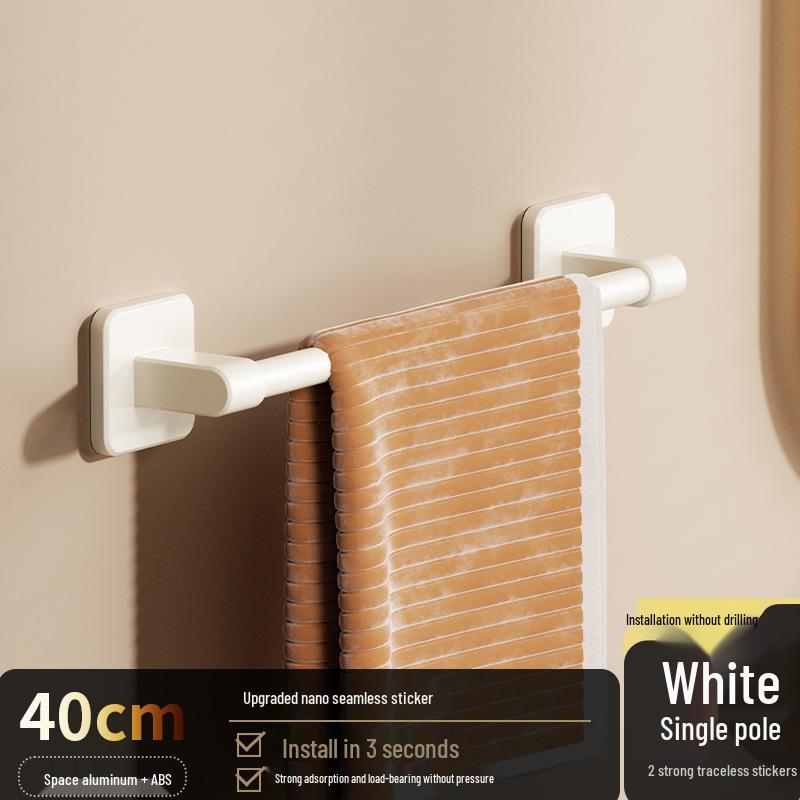 No-Drill Staggered Double & Single Rod Bathroom Towel Rack