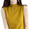 Women's Cashmere Sleeveless Pullover Sweater - Autumn 23 Collection, Solid Color, Half-High Neck, Straight Fit, Pure Wool Base Layer.