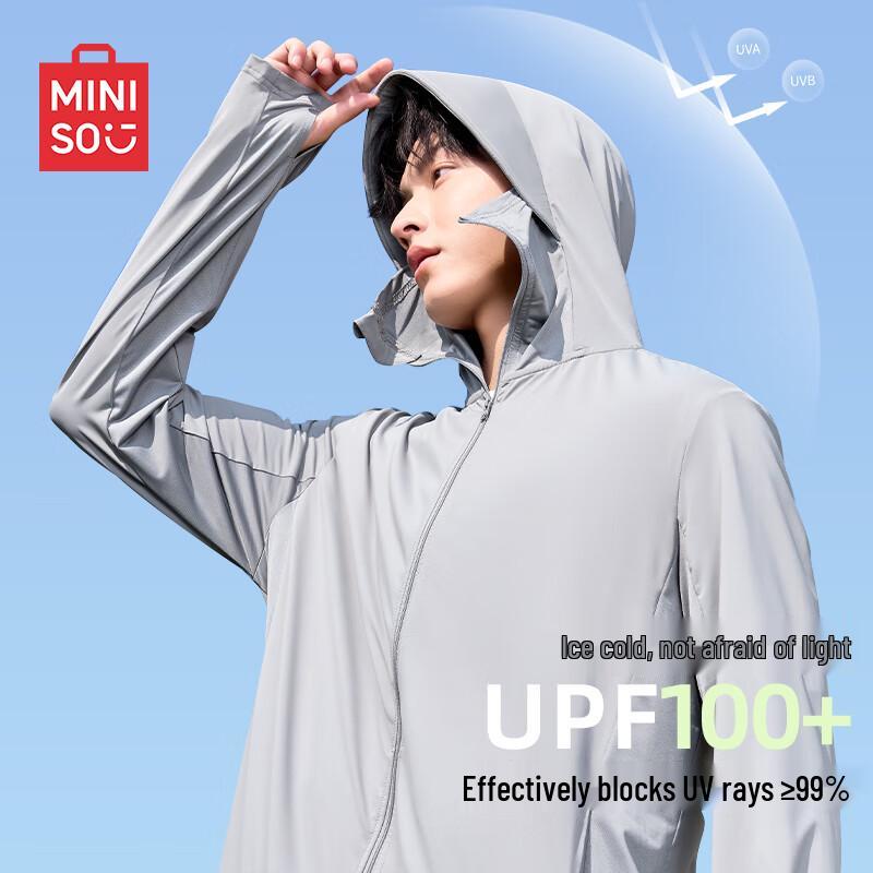 MINISO Men's UPF100+ Ice Silk Hooded Sun Protection Jacket