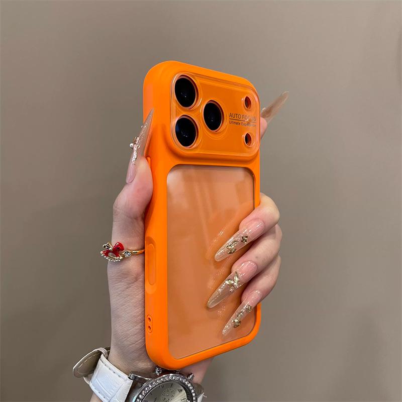 

iPhone 17 Pro Case: Large Window, Compatible with Apple 16 Pro, Transparent Back Panel, 15 Pro Lens Film 17 оранжевый