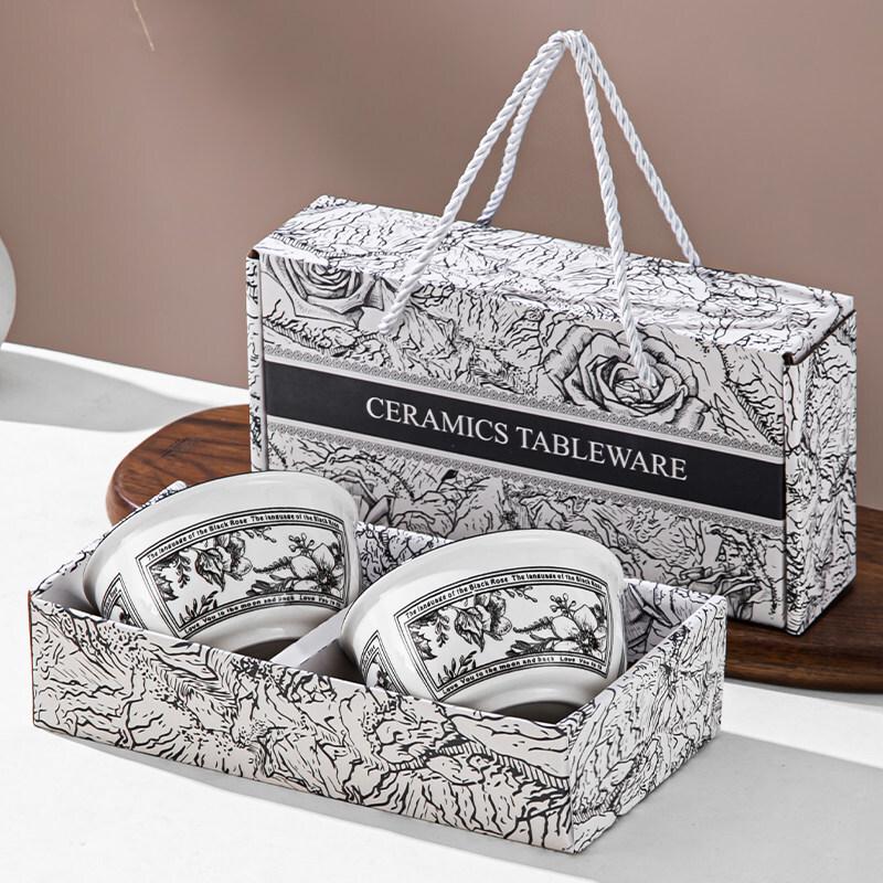 

Black Rose Ceramic Bowl Set