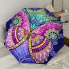 Colorful Butterfly Mandala Automatic Opening Folding Umbrella - Portable 3-Fold Design with 8-Bone Steel Frame, Perfect for Festivals, Trave