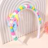 2Pcs Rabbit Fur Ball Headband Cute Rainbow Cartoon Unicorn Bow Hair Bands For Girls Children Kids Diadem Headdress Accessories