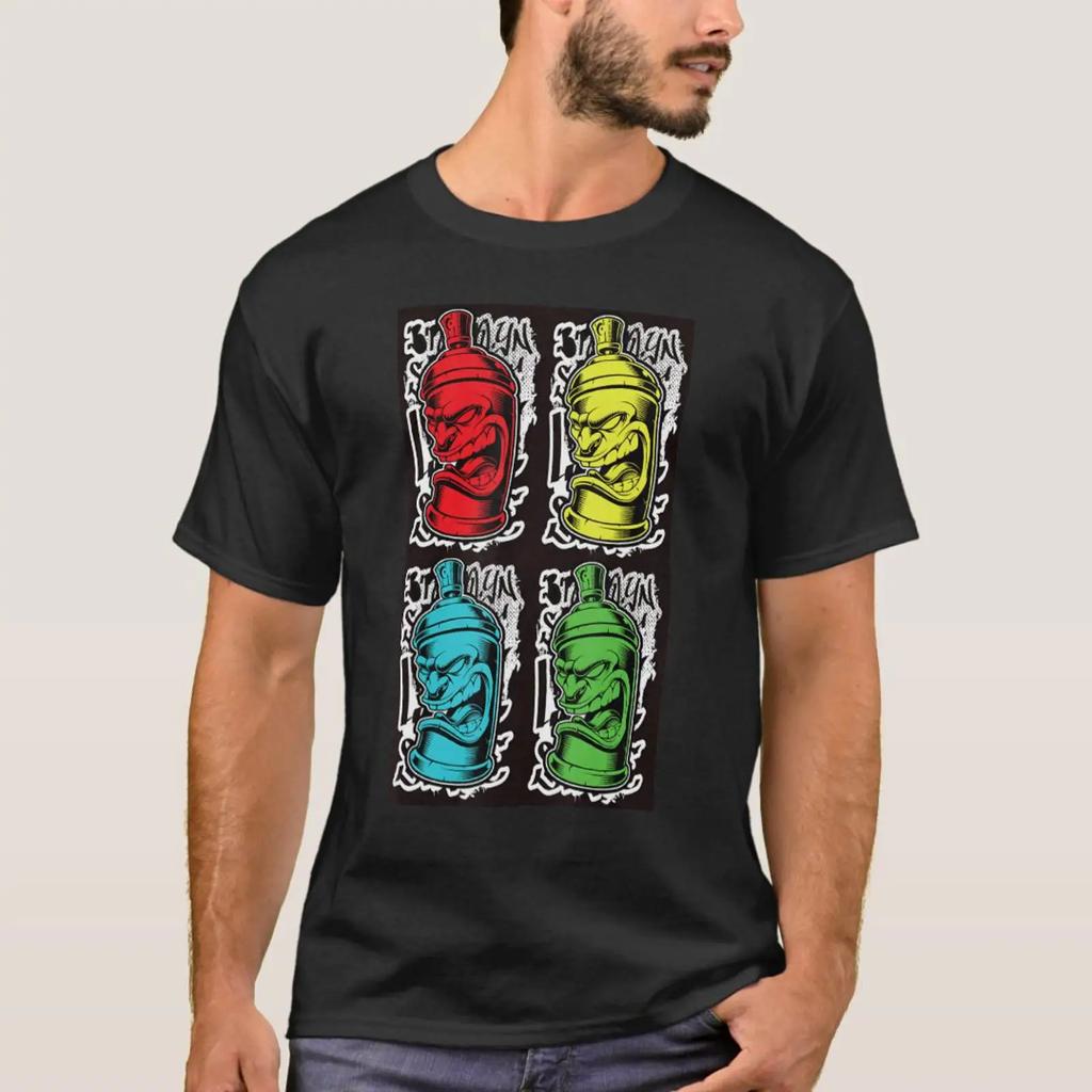 Spray Paint Cans Street Retro Graffiti 80s Old Sk T Shirt Vintage Washed Comfortable Soft Fashion Stylish Streetwear Slightly