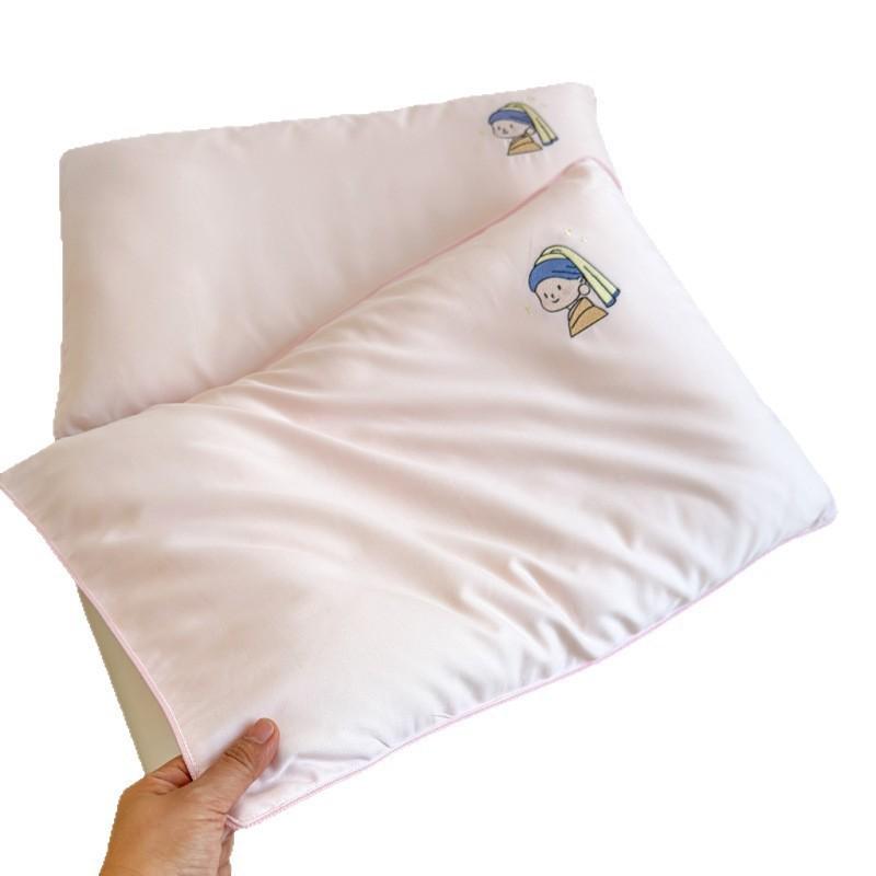 100-Thread Count Pure Cotton Pillowcase Kids Infants Soft Breathable Bedding Cover Blue Embroidered Design