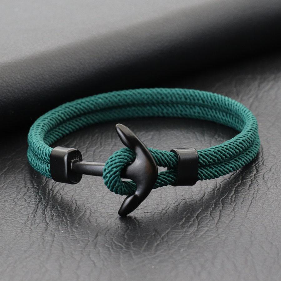New Men Anchor Bracelet Handcrafted Nautical Rope Bangle With 4mm String Multiple Colors And Sizes Available
