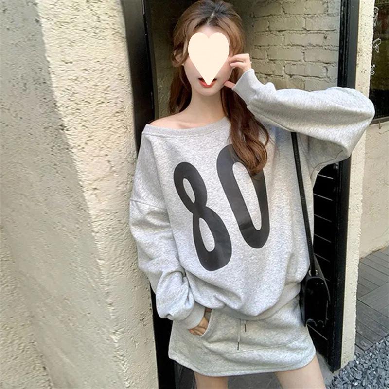 

Original Asymmetrical Shoulder Long Sleeve Sweatshirt - Pure Cotton Blended Milk Silk 320g. Double Extra Large