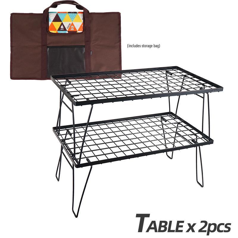 Draagbare Bamboe Eettafel met Gaasrek voor Kamperen & BBQ