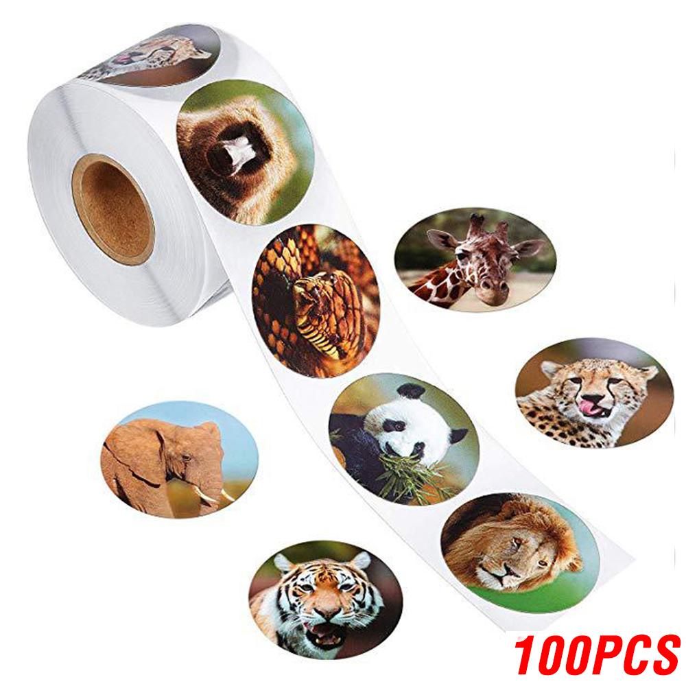 100-500pcs Creative Animals Cat Stickers 2.5CM/1inch Labels Reward Sticker For School Teacher Kids Stationery Sticker