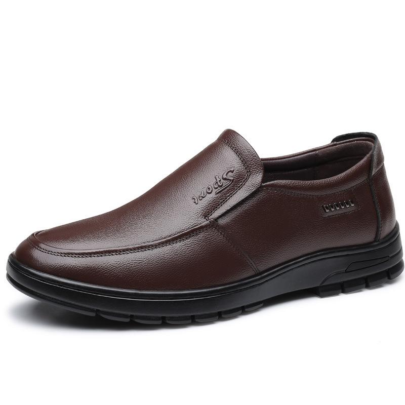 

Leather shoes men s genuine leather spring and autumn breathable thick-soled wear-resistant business casual middle-aged dad men s shoes 44