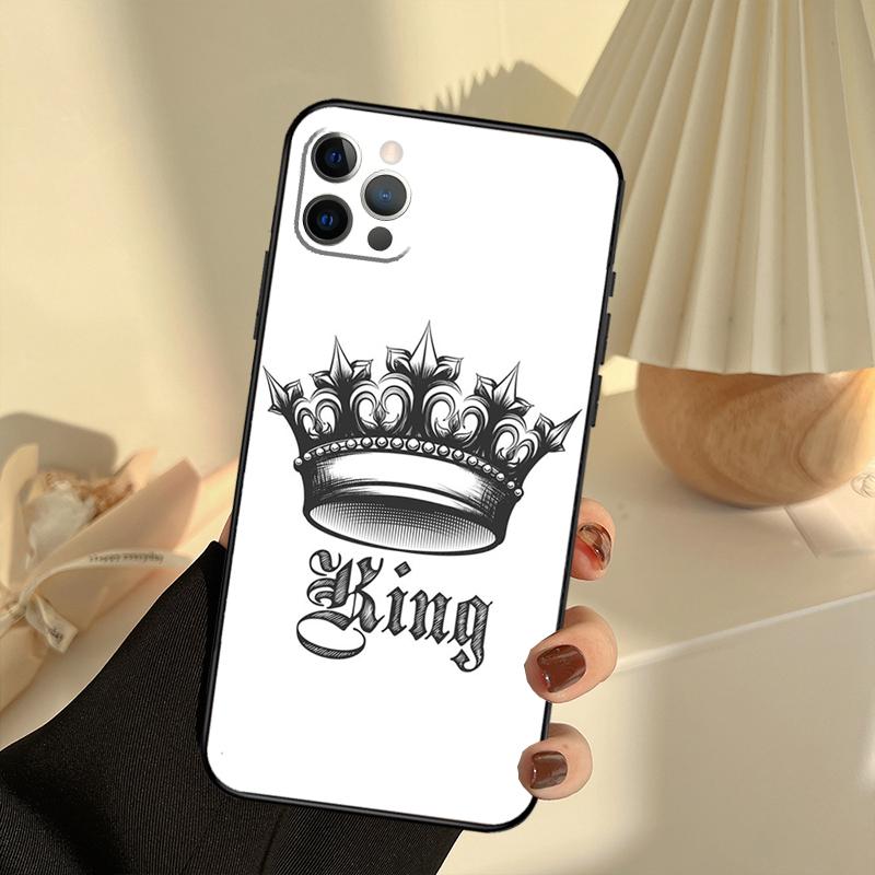 

Чехол для телефона с рисунком Король Королева для iPhone 17 16 15 14 13 11 12 Pro Max 13 mini 15 16 Plus 16e 17 Air Cover Funda iPhone 15