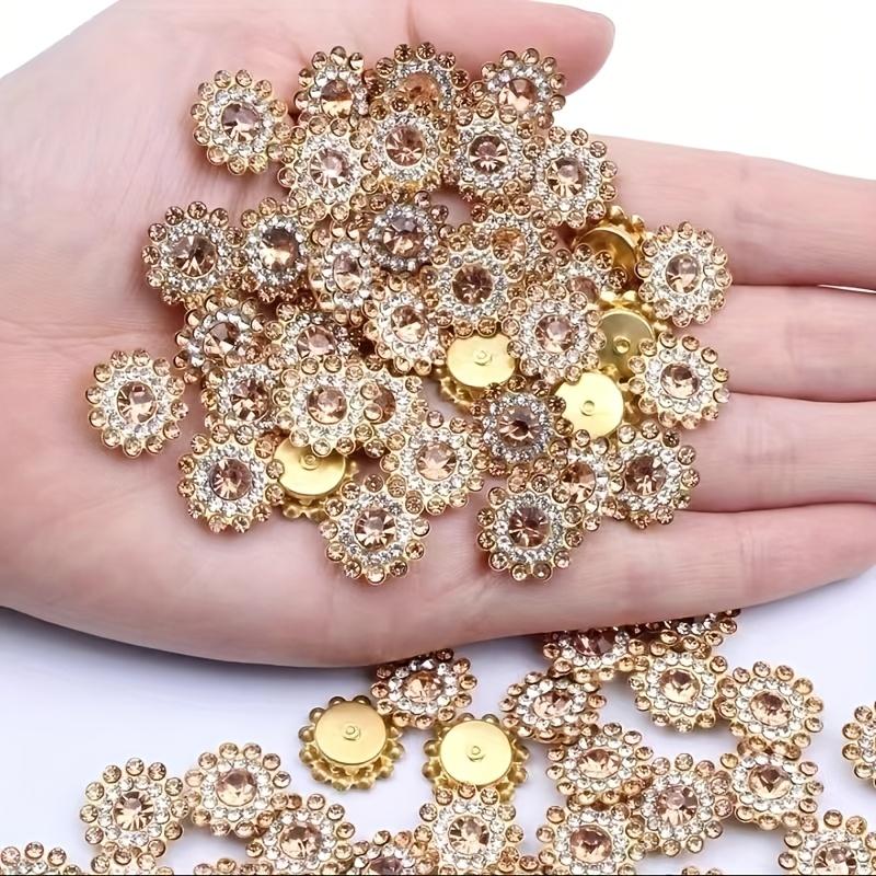150pcs 3 Colors Sunflower Glass Rhinestone Patch, Sewn-on Appliqué, Gold Base, DIY Bag/bag/flower Button Clothing Maker